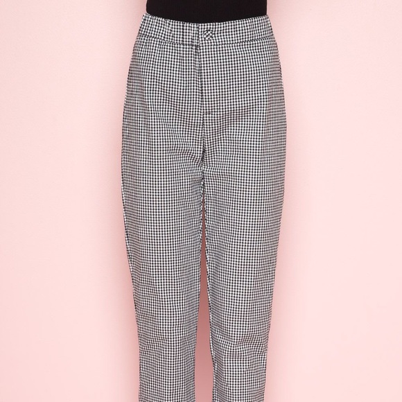 Brandy Melville Pants \u0026 Jumpsuits | Brandy Melville Gingham Tilden Pants | Color: Black/White | Size: Os | Closetmarie's Closet